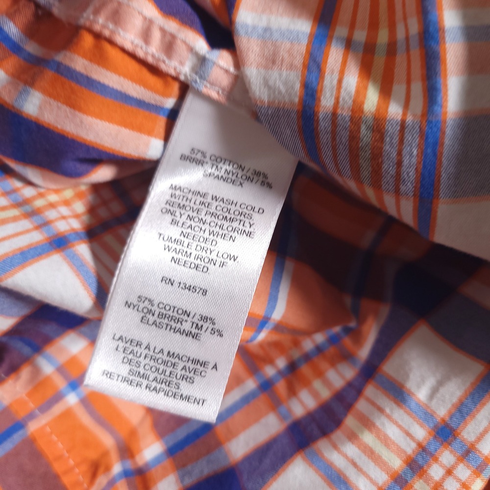 Vineyard Vines Shirt Mens XL Orange Blue Plaid On-The-Go Performance Button Down - Picture 8 of 11